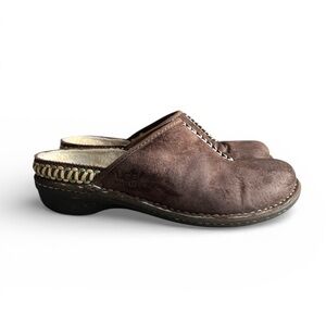 UGG Kohala Brown suede shearling lined Leather Mules clogs women’s Sz 9